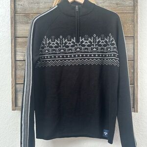 Meister Black and Gray Men's Wool blend‎ 1/4 zip ski Sweater size M